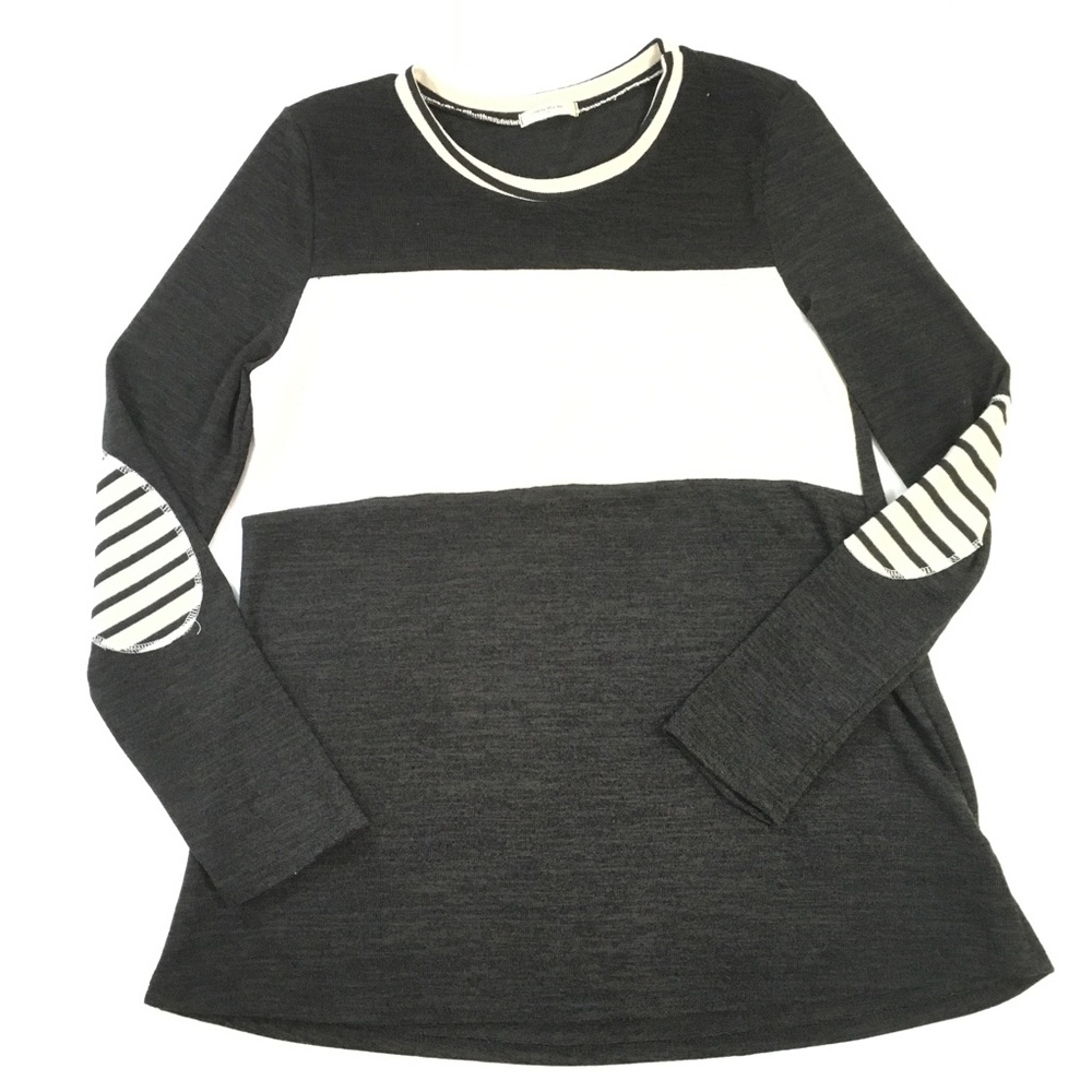 12pm by Mon Ami Elbow Patch Thin Sweater